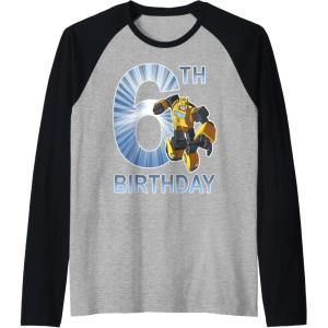 imageTransformers Bumblebee 6th Birthday Vintage Raglan Baseball TeeBlackAthletic Heather