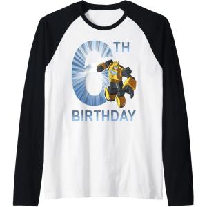 imageTransformers Bumblebee 6th Birthday Vintage Raglan Baseball TeeBlackWhite