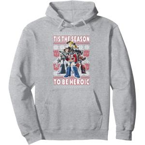 imageTransformers Christmas Autobots Heroic Season Ugly Sweater Pullover HoodieHeather Grey