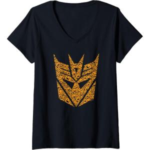 imageTransformers Halloween Decepticon Pumpkin Filled Mask VNeck TShirtBlack