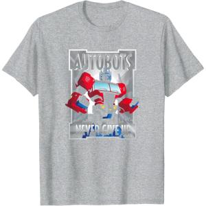 imageTransformers Optimus Prime Autobots Never Give Up TShirt SmallHeather Grey