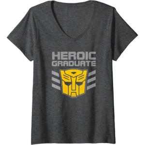 imageTransformers Optimus Prime Heroic Graduate VNeck TShirtDark Heather Grey