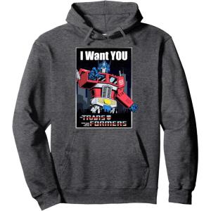 imageTransformers Optimus Prime I Want You Retro Poster Pullover HoodieDark Heather Grey