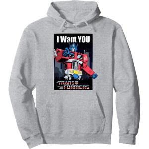 imageTransformers Optimus Prime I Want You Retro Poster Pullover HoodieHeather Grey
