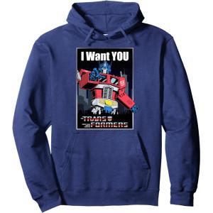 imageTransformers Optimus Prime I Want You Retro Poster Pullover HoodieNavy Blue