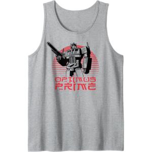 imageTransformers Optimus Prime Retro Kanji Sunset Portrait Tank TopHeather Grey