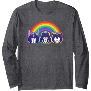 imageTransformers Pride Rainbow Faces Long Sleeve TShirtDark Heather Grey