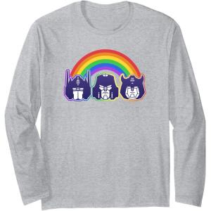 imageTransformers Pride Rainbow Faces Long Sleeve TShirtHeather Grey