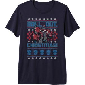 imageTransformers Roll Out Christmas Knit Style Premium Triblend TShirtNavy Blue