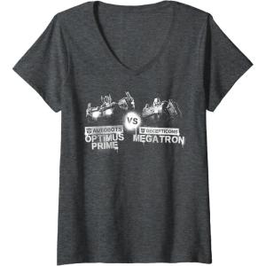 imageTransformers War for Cybertron Optimus Prime Vs Megatron VNeck TShirtDark Heather Grey
