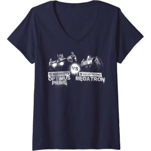 imageTransformers War for Cybertron Optimus Prime Vs Megatron VNeck TShirtNavy Blue