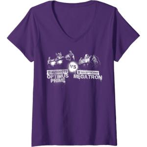 imageTransformers War for Cybertron Optimus Prime Vs Megatron VNeck TShirtPurple
