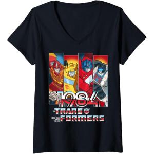imageWomens Transformers 1984 Vintage Autobots Panels VNeck TShirtBlack