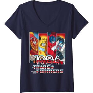 imageWomens Transformers 1984 Vintage Autobots Panels VNeck TShirtNavy Blue