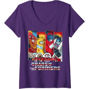 imageWomens Transformers 1984 Vintage Autobots Panels VNeck TShirtPurple