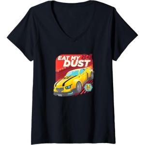 imageWomens Transformers Bumblebee Eat My Dust 84 Portrait VNeck TShirtBlack