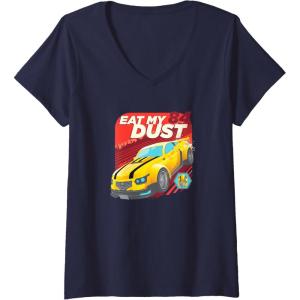imageWomens Transformers Bumblebee Eat My Dust 84 Portrait VNeck TShirtNavy Blue