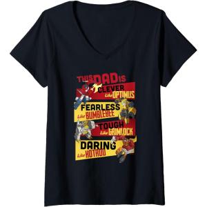 imageWomens Transformers Fathers Day Vintage Autobots Line Up Dad Is VNeck TShirtBlack