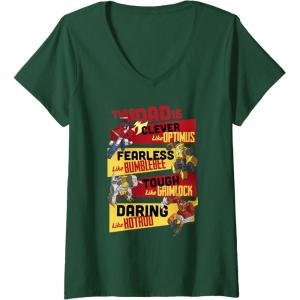 imageWomens Transformers Fathers Day Vintage Autobots Line Up Dad Is VNeck TShirtDark Green