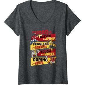 imageWomens Transformers Fathers Day Vintage Autobots Line Up Dad Is VNeck TShirtDark Heather Grey