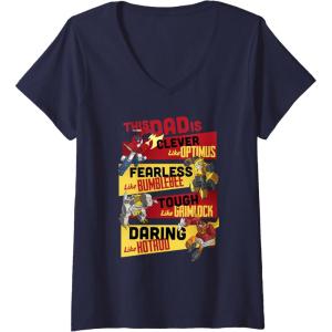 imageWomens Transformers Fathers Day Vintage Autobots Line Up Dad Is VNeck TShirtNavy Blue