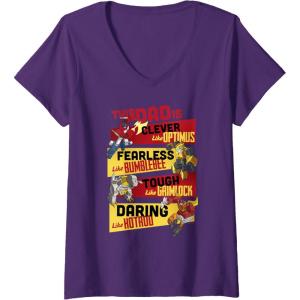 imageWomens Transformers Fathers Day Vintage Autobots Line Up Dad Is VNeck TShirtPurple