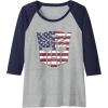 imageTransformers Autobots American Flag Logo Raglan Baseball TeeNavy BlueAthletic Heather