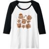 imageTransformers Christmas Gingerbread Cookies Raglan Baseball TeeBlackWhite