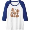 imageTransformers Christmas Gingerbread Cookies Raglan Baseball TeeRoyal BlueWhite