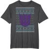 imageTransformers Christmas Retro Decepticon Ugly Sweater Style TShirtDark Heather Grey