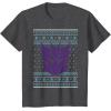 imageTransformers Christmas Retro Decepticon Ugly Sweater Style TShirtDark Heather Grey