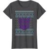 imageTransformers Christmas Retro Decepticon Ugly Sweater Style TShirtDark Heather Grey