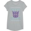imageTransformers Christmas Retro Decepticon Ugly Sweater Style TShirtHeather Grey