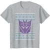 imageTransformers Christmas Retro Decepticon Ugly Sweater Style TShirtHeather Grey