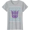 imageTransformers Christmas Retro Decepticon Ugly Sweater Style TShirtHeather Grey