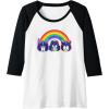 imageTransformers Pride Rainbow Faces Raglan Baseball TeeBlackWhite