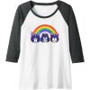 imageTransformers Pride Rainbow Faces Raglan Baseball TeeDark Heather GreyWhite