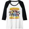 imageTransformers Retro Autobots Roll Out Group Shot Raglan Baseball TeeBlackWhite