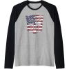 imageTransformers Autobots American Flag Logo Raglan Baseball TeeBlackAthletic Heather
