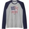 imageTransformers Autobots American Flag Logo Raglan Baseball TeeNavy BlueAthletic Heather