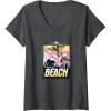 imageTransformers Bumblebee Surfing Lifes A Beach Portrait VNeck TShirtDark Heather Grey