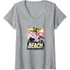imageTransformers Bumblebee Surfing Lifes A Beach Portrait VNeck TShirtHeather Grey