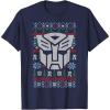 imageTransformers Christmas Autobots Retro Ugly Sweater Style TShirtNavy Blue