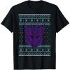 imageTransformers Christmas Retro Decepticon Ugly Sweater Style TShirtBlack