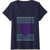 imageTransformers Christmas Retro Decepticon Ugly Sweater Style VNeck TShirtNavy Blue