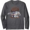 imageTransformers Megatron Decepticon Leader Retro Logo Long Sleeve TShirtDark Heather Grey
