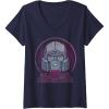 imageWomens Transformers All Hail Megatron Retro Portrait Logo VNeck TShirtNavy Blue