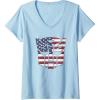 imageWomens Transformers Autobots American Flag Logo VNeck TShirtBaby Blue