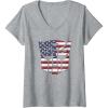 imageWomens Transformers Autobots American Flag Logo VNeck TShirtHeather Grey