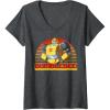 imageWomens Transformers Bumblebee Retro Stripes Vintage Portrait VNeck TShirtDark Heather Grey